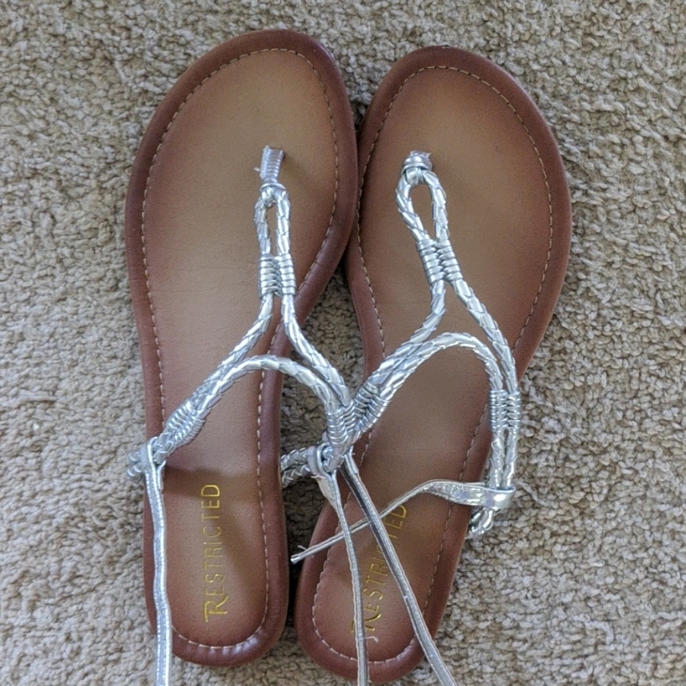 EUC silver rope sandals